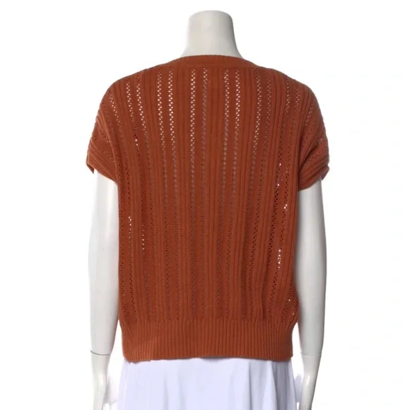 [Joie] V-Neck Dolman Short Sleeve Knit Sweater Burnt Orange Rust Size Small - Picture 10 of 11
